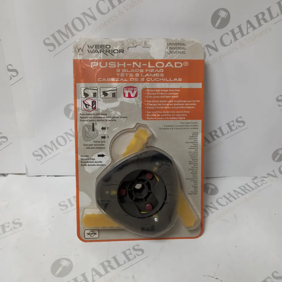 WEED WARRIOR YARD GEAR UNIVERSAL PUSH-N-LOAD 3 BLADE REPLACEMENT HEAD FOR GRASS TRIMMERS