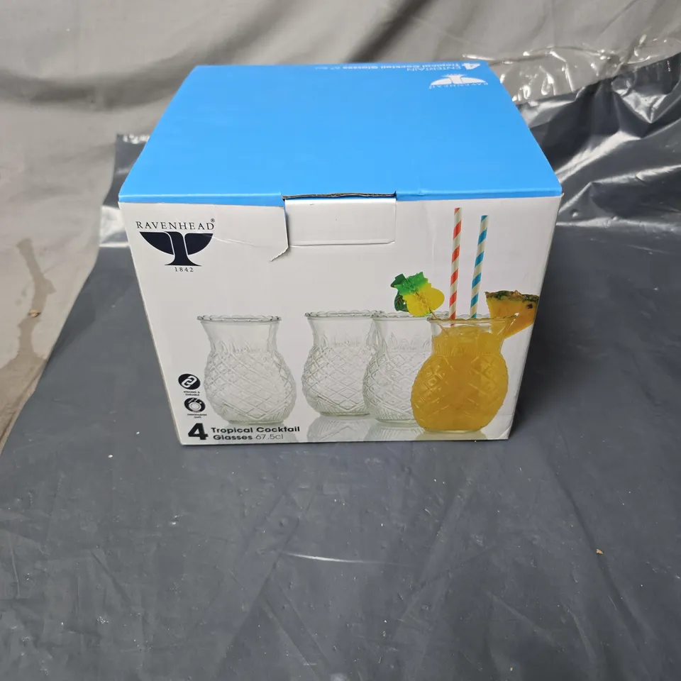 RAVENHEAD 4 TROPICAL COCKTAIL GLASSES 67.5CL