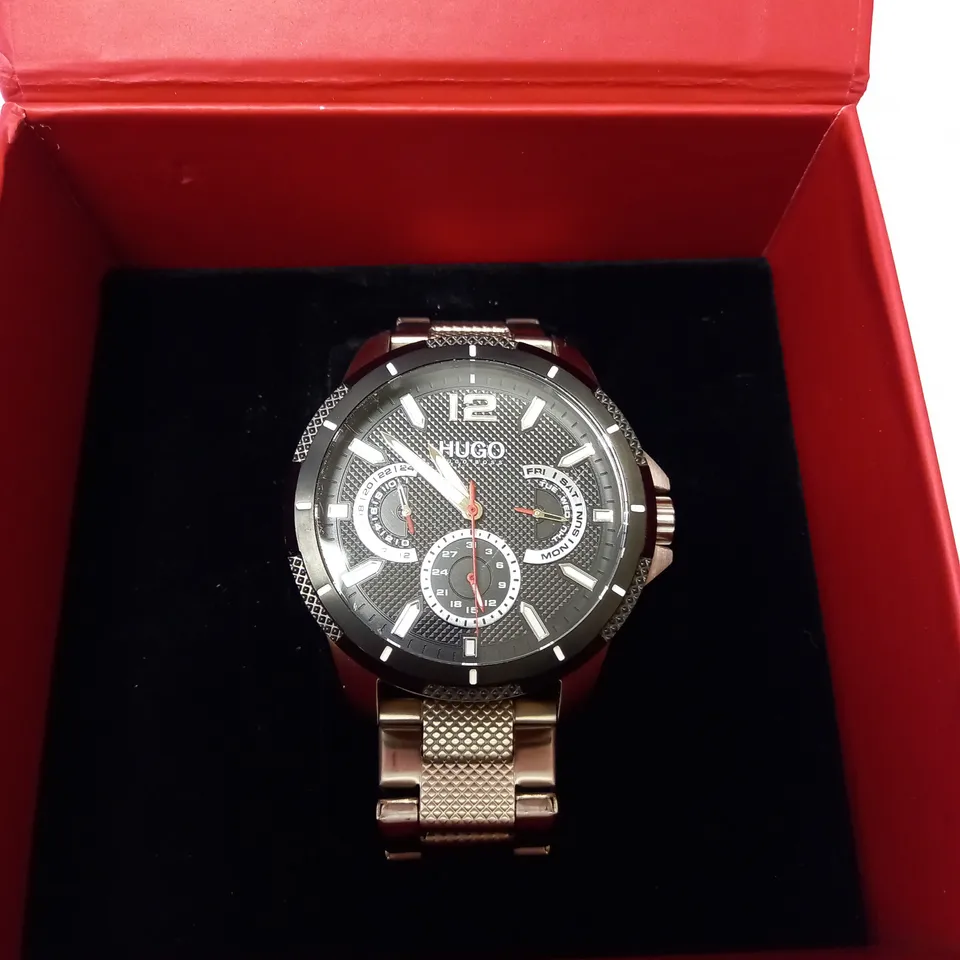 HUGO SPORT BLACK DIAL AND STAINLESS STEEL BRACELET GENTS WATCH RRP £199