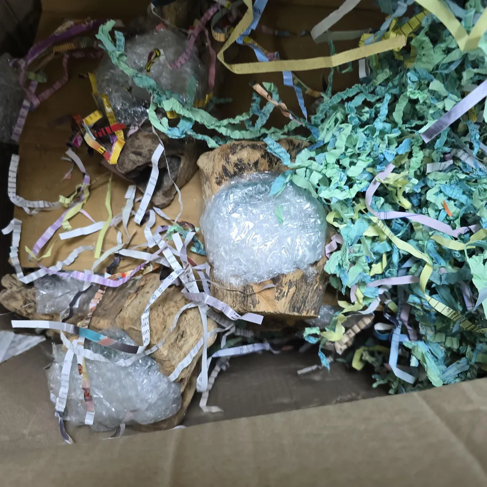 BOX OF APPROXIMATELY 40 DECORATIVE WOOD TEALIGHT HOLDERS WITH GLASS HOLDERS