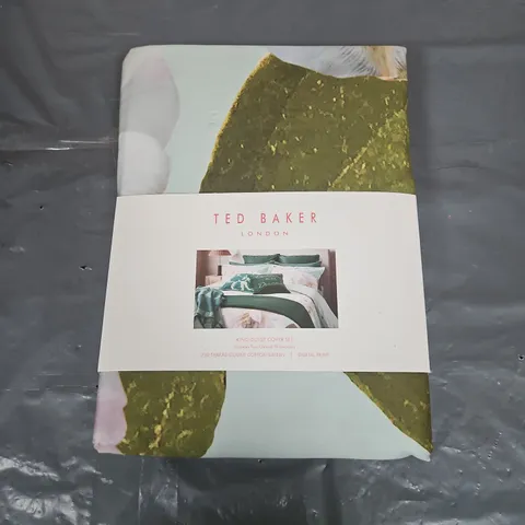 TED BAKER LONDON GARDENIA FLORAL KING DUVET COVER SET – MINT (2 OXFORD PILLOWCASES)