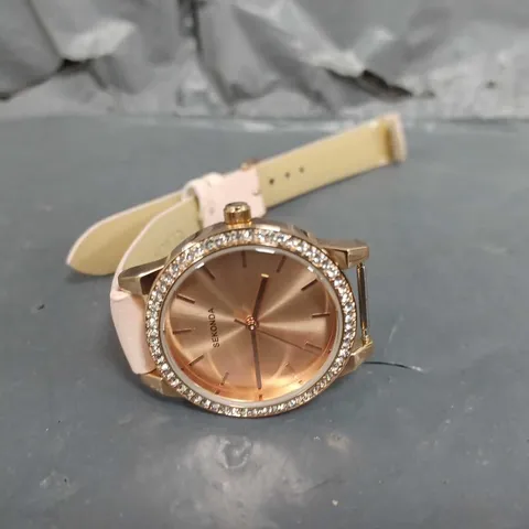 SEKONDA LADIES AMELIA BEIGE POLYURETHANE STRAP WITH ROSE GOLD DIAL WATCH