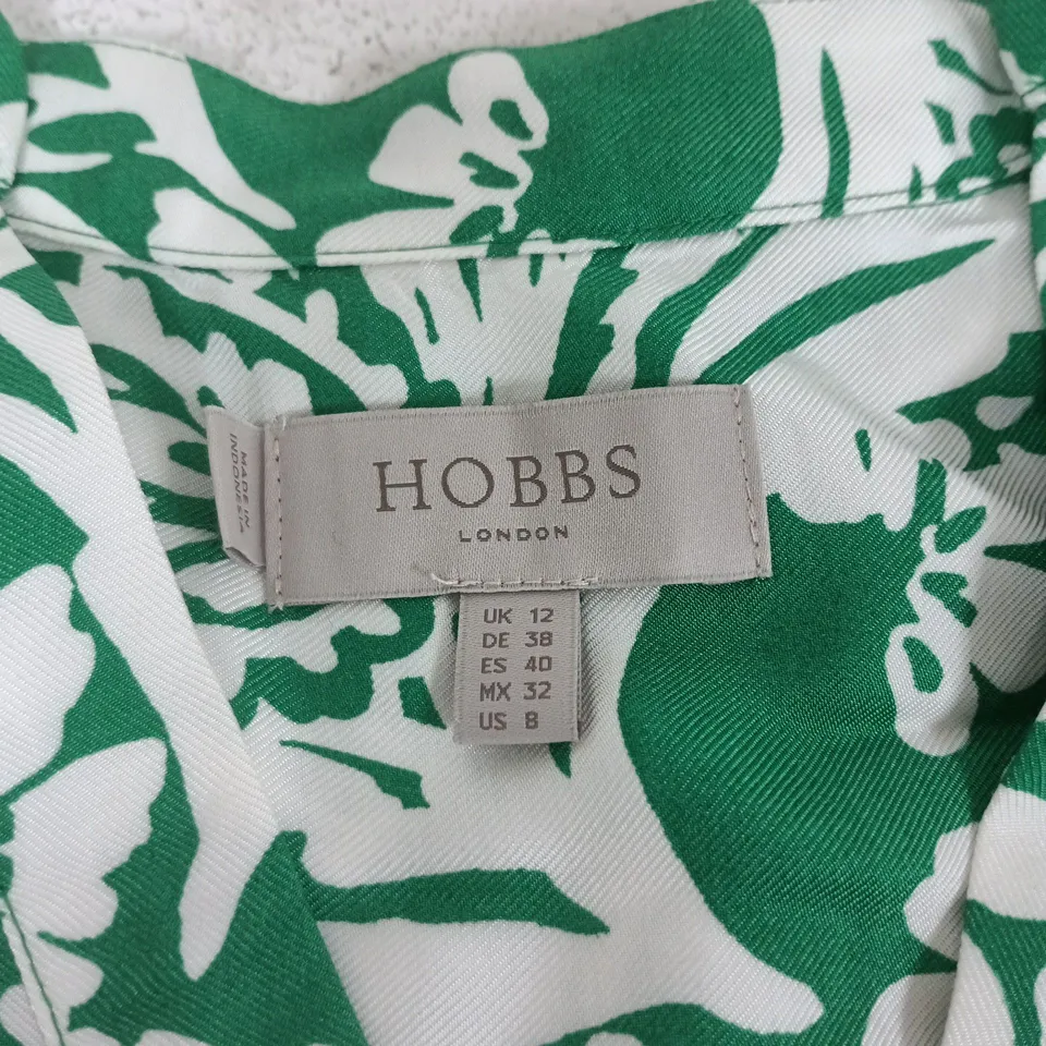 HOBBS LONDON WOMEN'S GREEN & WHITE FLORAL DRESS – UK 12