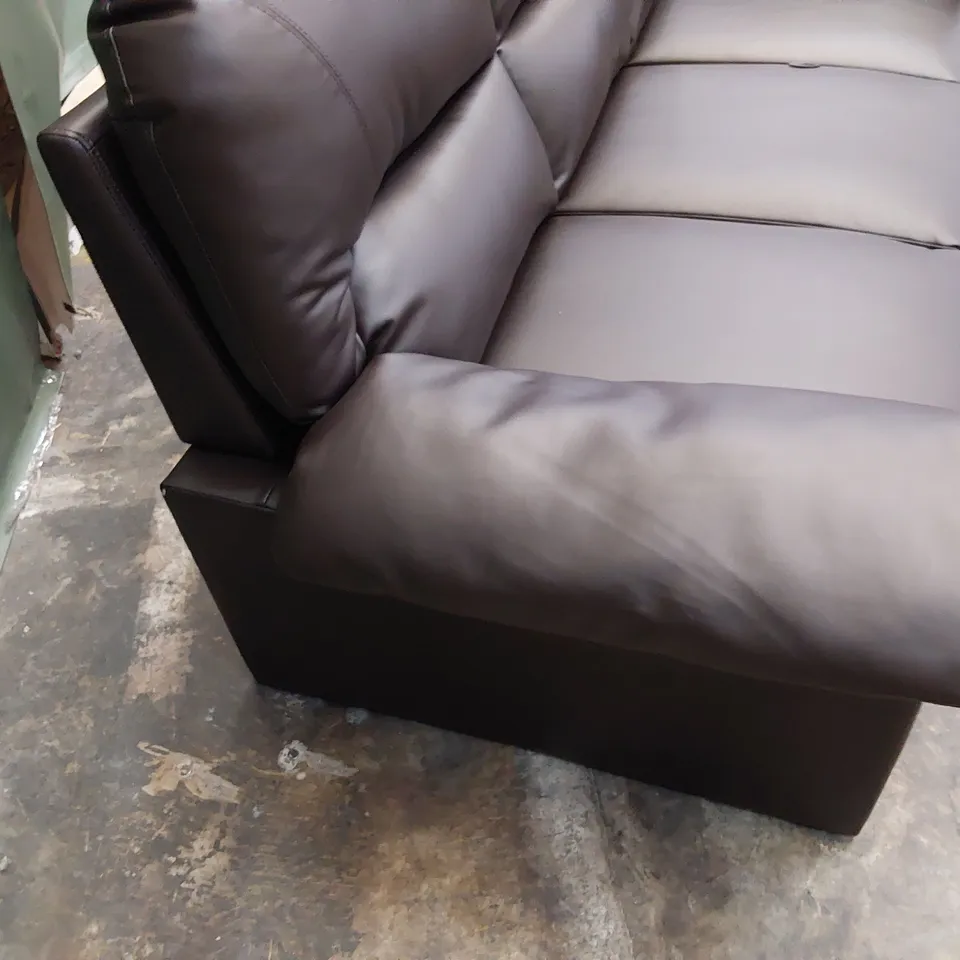 DESIGNER THREE SEATER SOFA BROWN LEATHER 