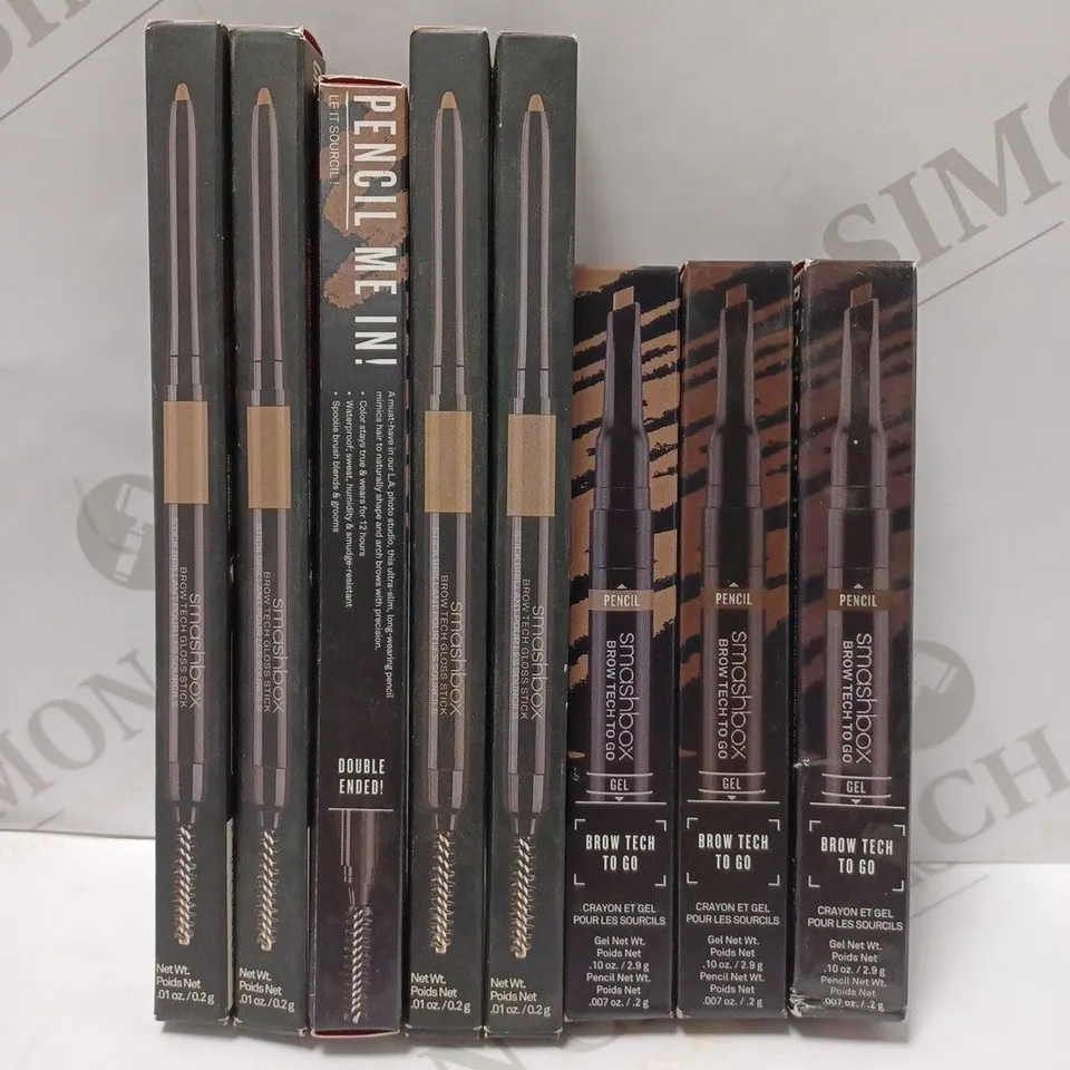 LOT OF APPROX 8 ASSORTED SMASHBOX EYEBROW PRODUCTS TO INCLUDE GEL PENCIL BLONDE, GLOSS STICK BLONDE, MATTE PENCIL BLONDE, ETC 