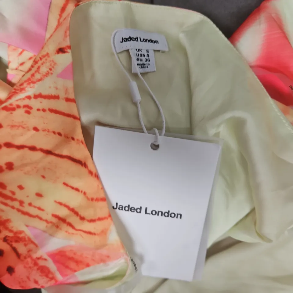 JADED LONDON ORCHID BACKLESS HIGH NECK DRESS IN MULTI - SIZE 8