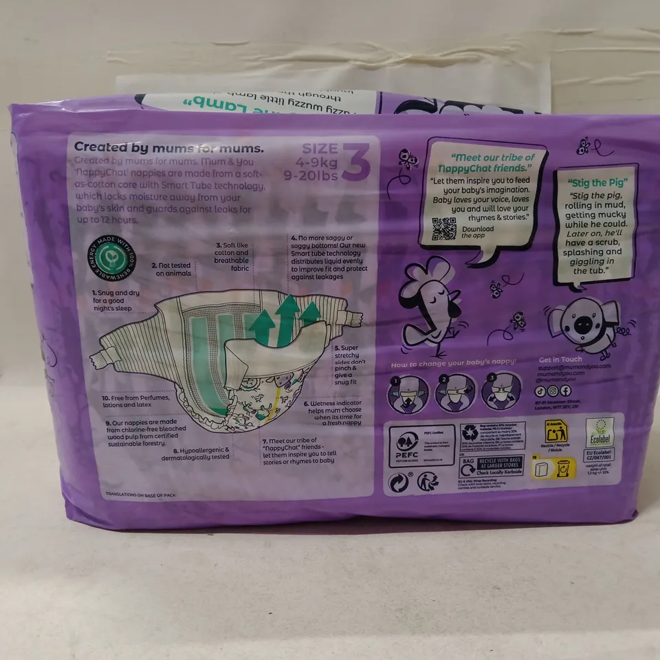 MUM & YOU NAPPYCHAT NAPPIES PACK – SIZE 3 (4–9 KG) – PURPLE PACKAGING