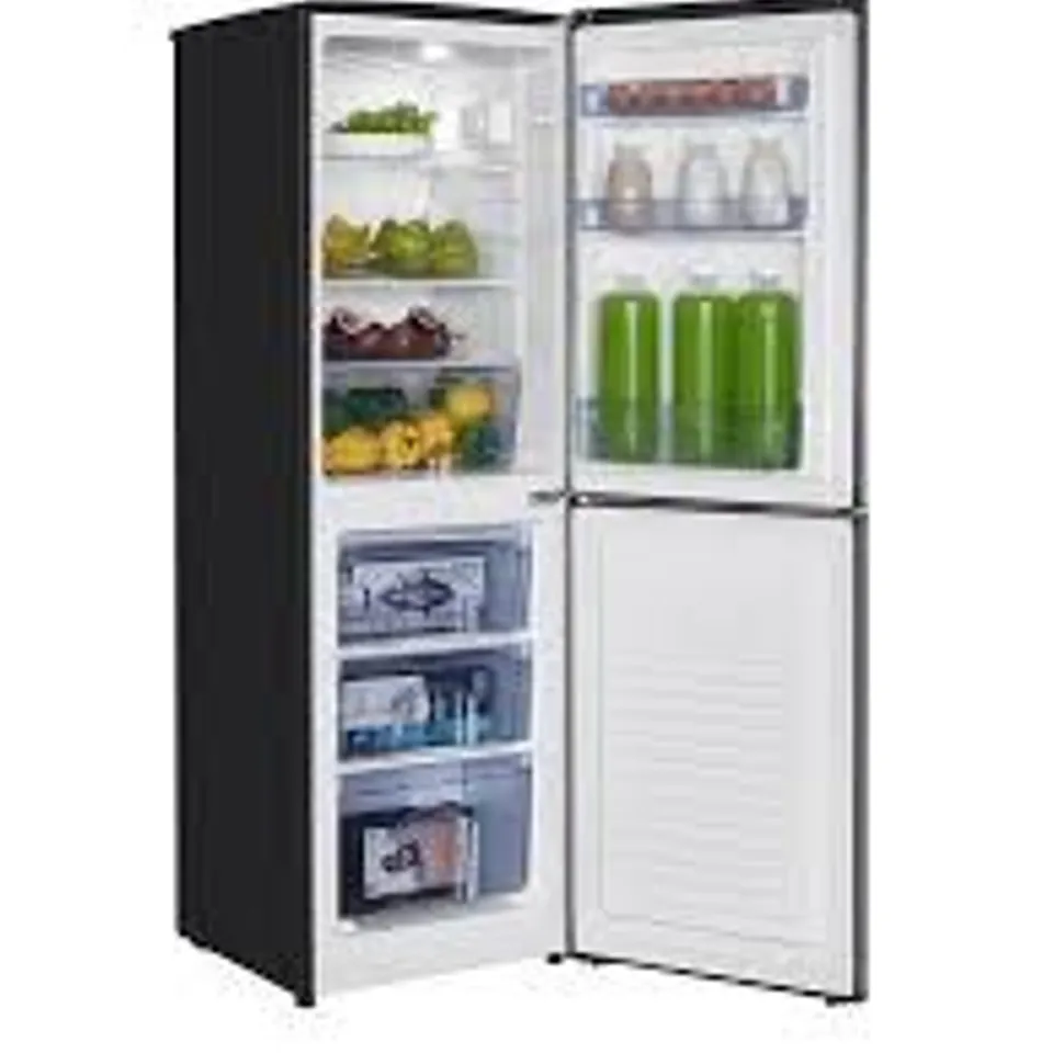 BOXED SWAN SR15690B 48CM WIDE, 50/50 SPLIT FRIDGE FREEZER - BLACK
