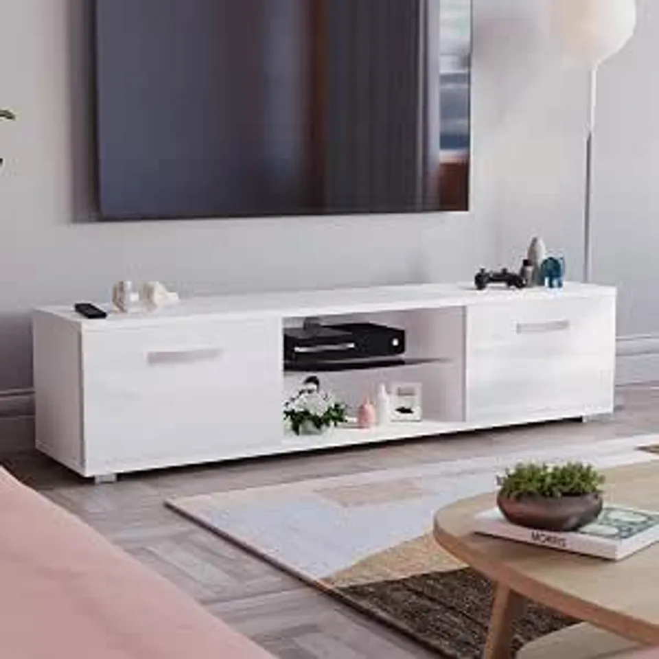BOXED VIDA DESIGNS COSMO 2 DOOR WHITE TV UNIT WITH LED (1 BOX)