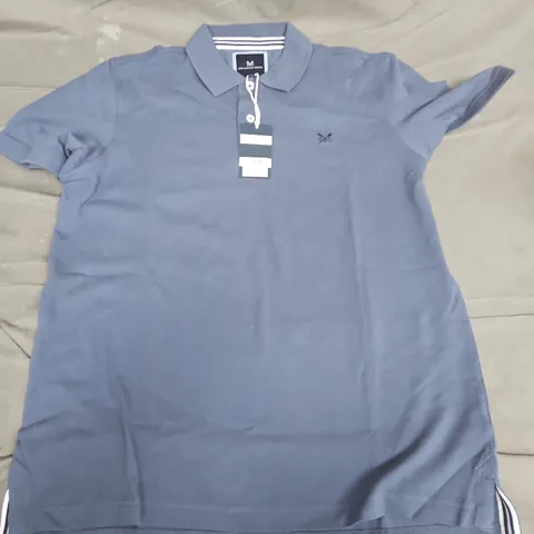CREW CLOTHING COMPANY CLASSIC PIQUE POLO IN STEEL BLUE - LARGE