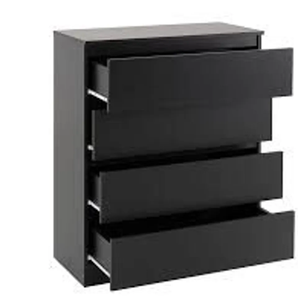 BOXED MALVERN 4 DRAWER CHEST - BLACK (2 BOXES)