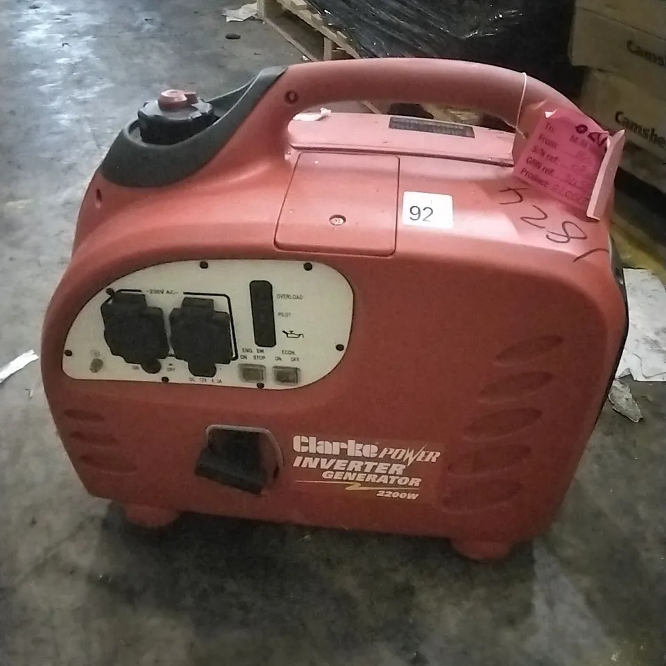 CLARKE IG2200A 2.2KW PETROL INVERTER GENERATOR 
