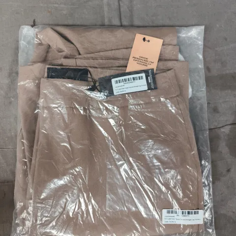 BAGGED PRETTY LITTLE THING DARK TAUPE TAILORED STRAIGHT LEG TROUSERS SIZE 10