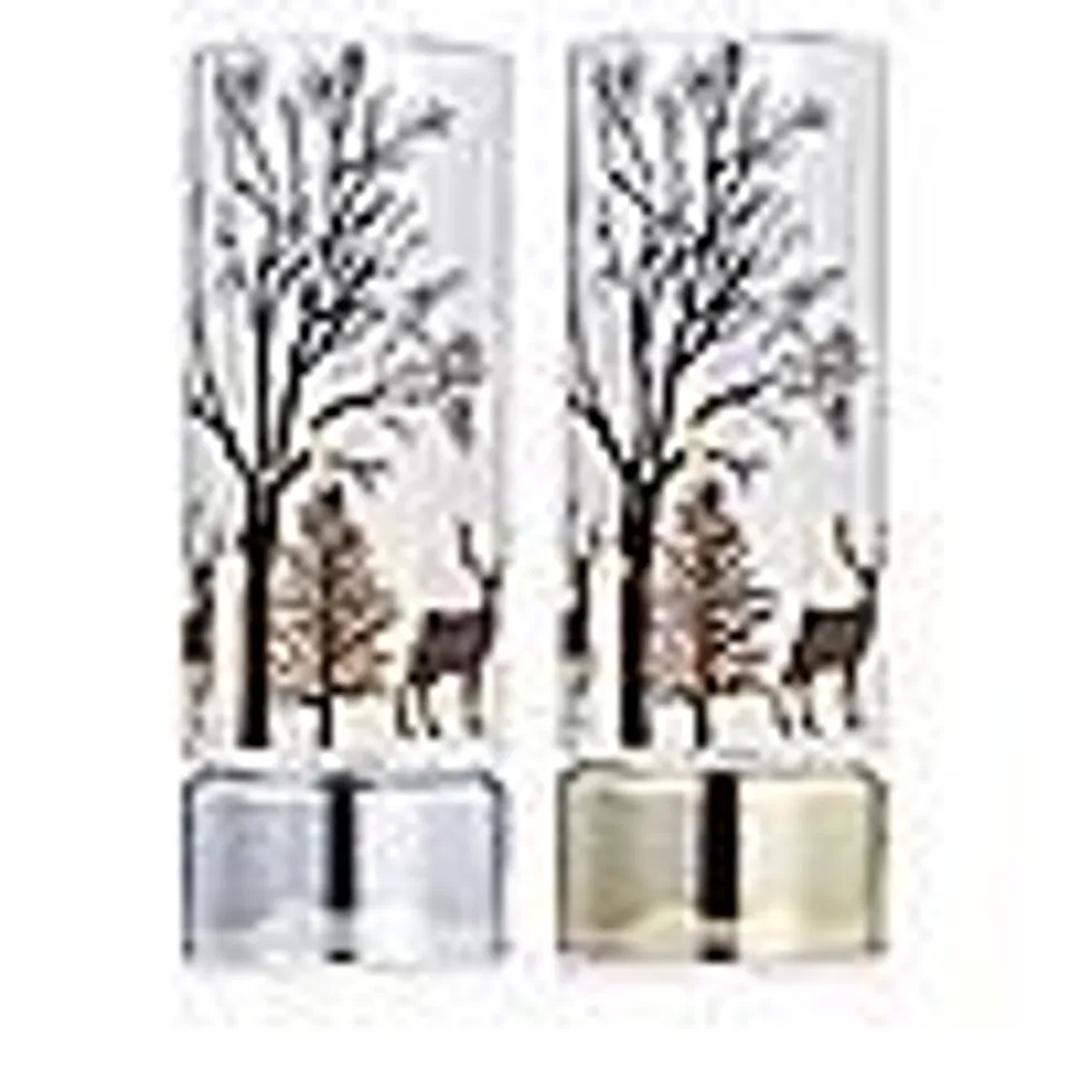 HOME STORIES SET OF 2 PRE LIT WINTER SCENERY ORNAMENT