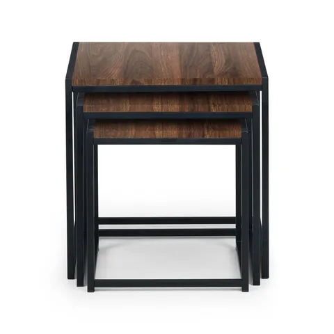 BOXED JULIAN BOWEN TRIBECA NEST OF 3 TABLES - BLACK/WALNUT 