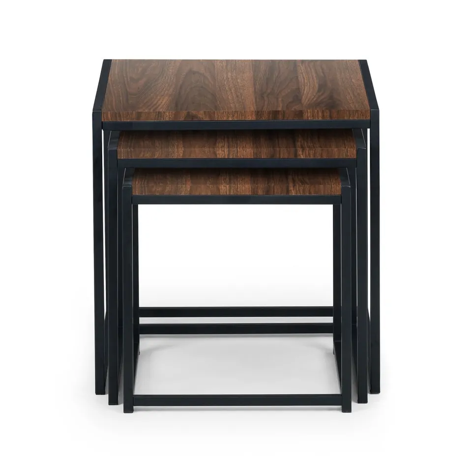BOXED JULIAN BOWEN TRIBECA NEST OF 3 TABLES - BLACK/WALNUT 