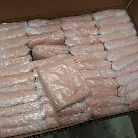 BOX CONTAINING APPROXIMATELY 200 SOFT PINK HAIR TOWELS 