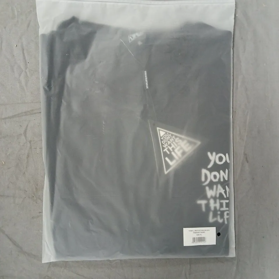 BOX OF APPROXIMATELY 20 YOU DON'T WANT THIS LIFE REFLECTIVE PAINTER T-SHIRTS IN BLACK SIZE XL