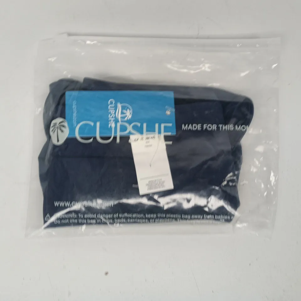 BAGGED CUPSHE NAVY TUMMY CONTROL MICRO CUTOUT ONE-PIECE IN NAVY SIZE MEDIUM