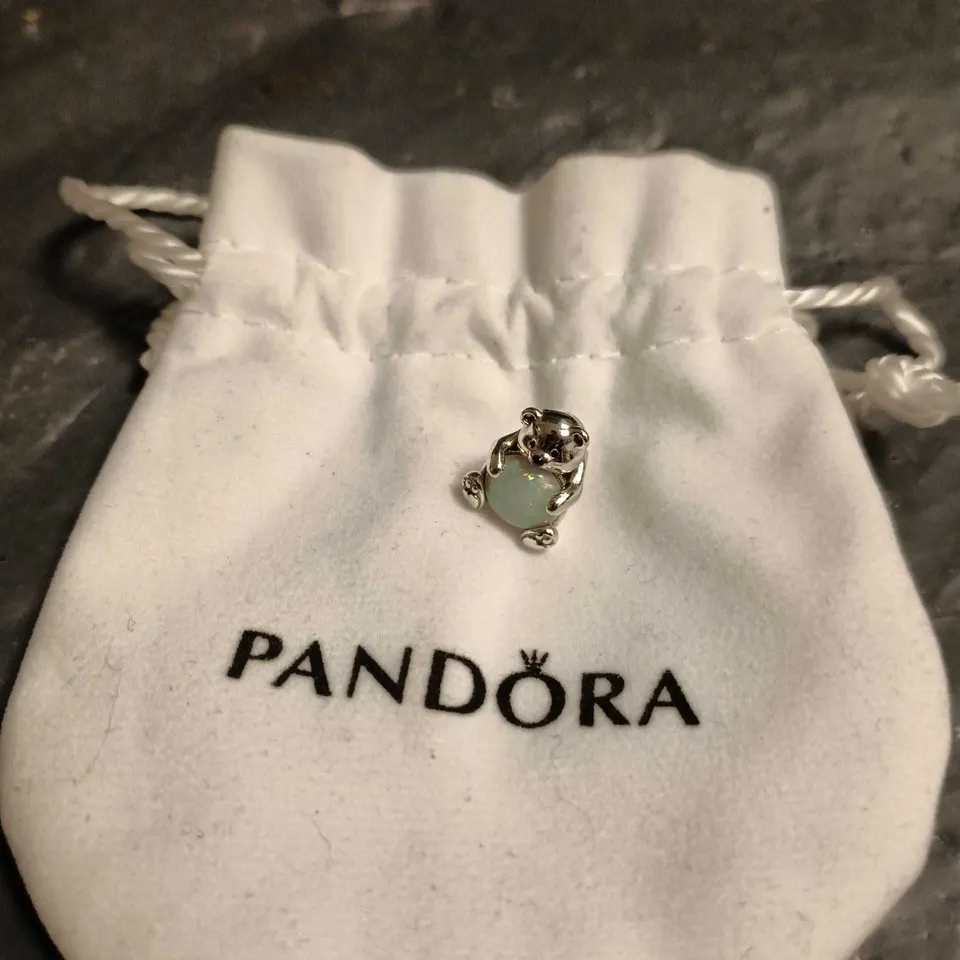 PANDORA SILVER CHARM BEAD WITH OPALESCENT STONE