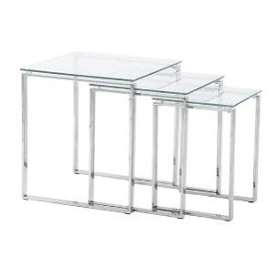 BOXED MEGAN NEST OF 3 TABLES SET - SILVER (1 BOX)