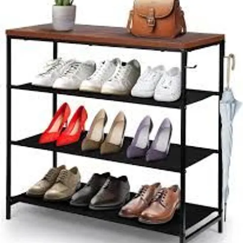 BOXED KEPLIN 4 TIER PREMIUM SHOE RACK - RUSTIC BROWN 