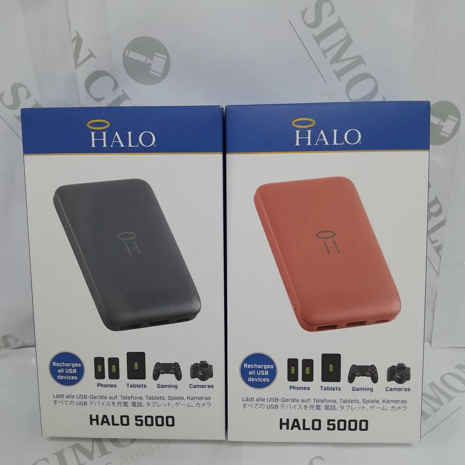 BOXED SET OF 2 HALO 5000MAH PORTABLE CHARGERS