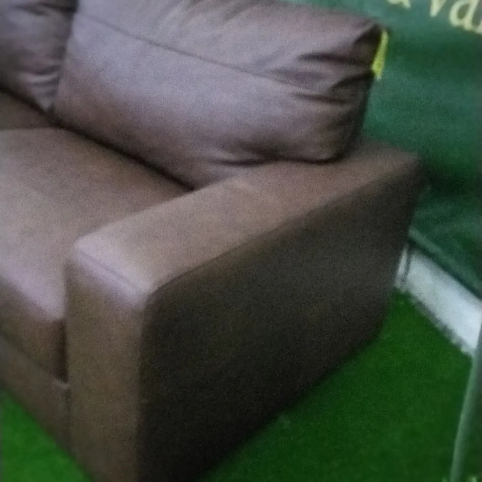 DESIGNER BROWN LEATHER THREE SEATER SOFA