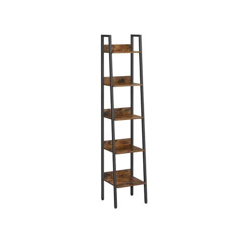 BOXED VASAGLE 5-TIER NARROW STORAGE SHELF - RUSTIC BROWN + BLACK