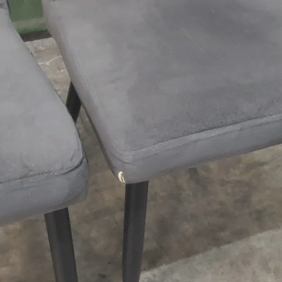 SET OF 2 QUALITY DESIGNER VELVET DARK GREY DINING CHAIRS