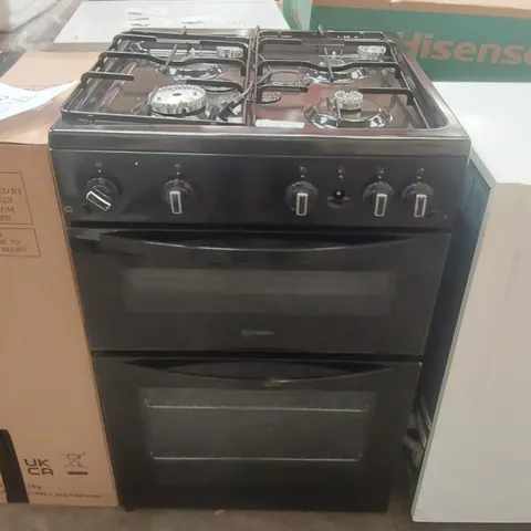INDESIT ITG6GB 60CM WIDE SINGLE OVEN GAS COOKER WITH GAS GRILL - BLACK - A+ RATED