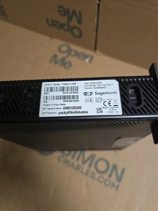 Lot 2334: VIRGIN MEDIA HUB 5 MODEM/ROUTER (SAGEMCOM) – MODEL F3896LG ...