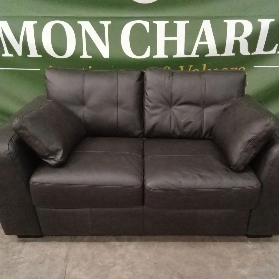 ARDEN ITALIAN LEATHER 2 SEATER SOFA - BLACK RRP £1299