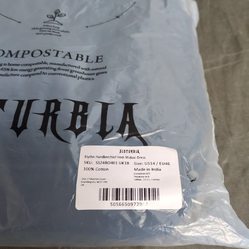 DISTURBIA BLYTHE HANDKERCHIEF HEM MIDAXI DRESS EU 46