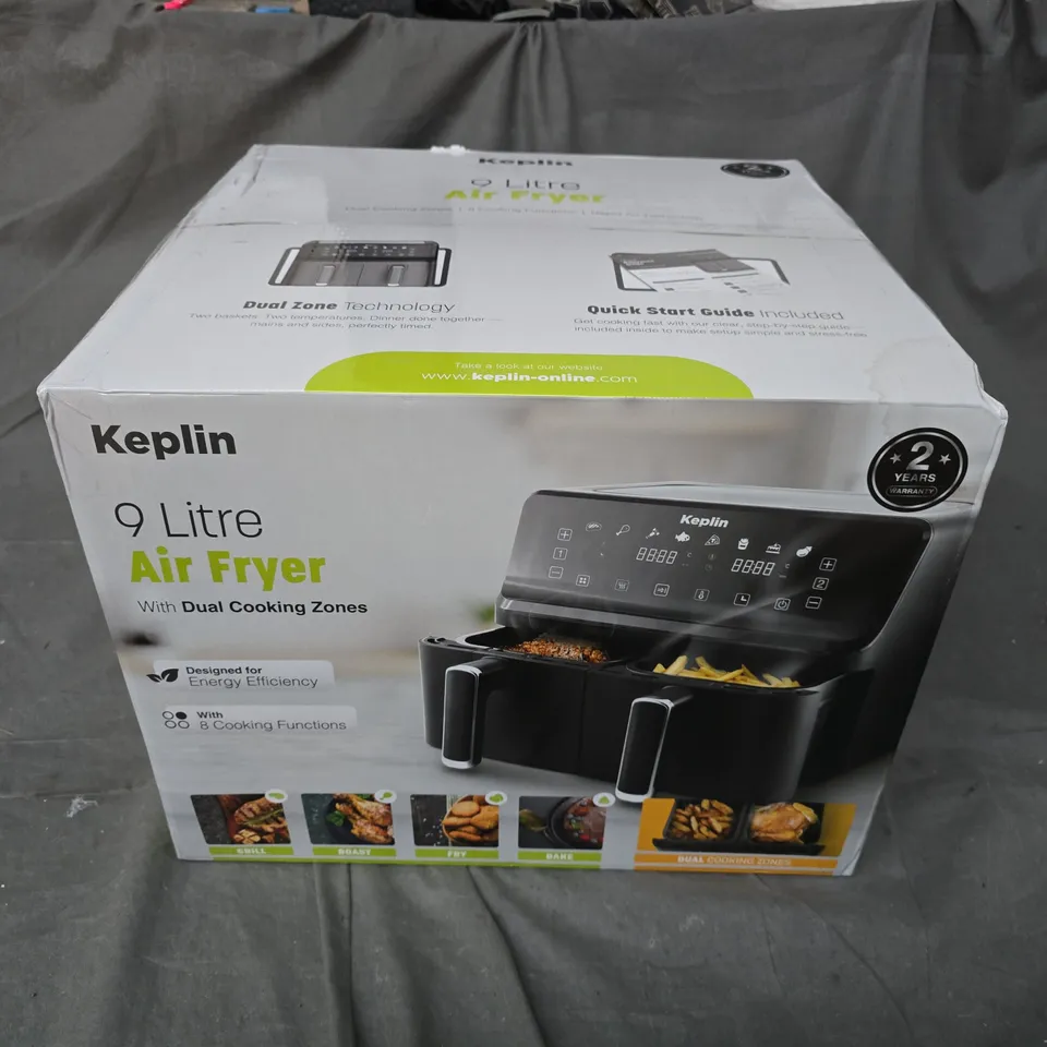 BOXED KEPLIN 9 LITRE AIR FRYER – WITH DUAL COOKING ZONES