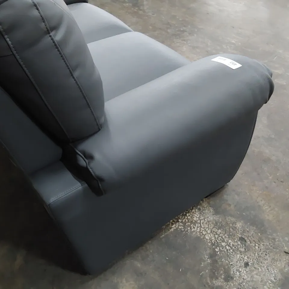 DESIGNER TWO SEATER SOFA CHARCOAL LEATHER 