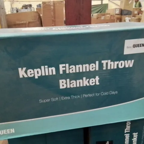 BOXED FLANNEL THROW -QUEEN SIZE- -PEACH-