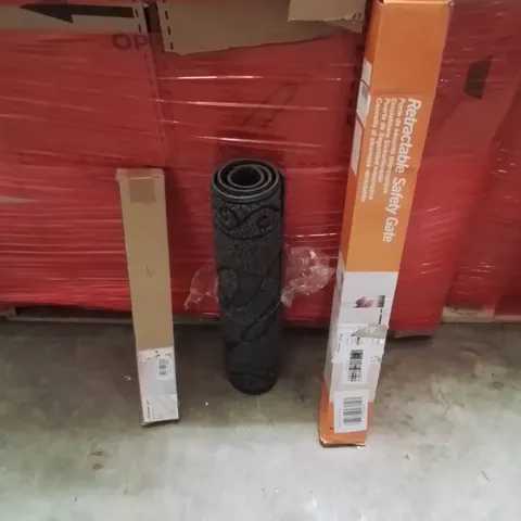PALLET OF ASSORTED HOUSEHOLD GOODS AND PRODUCTS TO INCLUDE;DOOR MAT,RETRACTABLE SAFETY GATE,LED BATTEN LIGHT