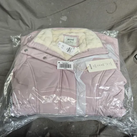 HOLLISTER WOMEN'S PINK PADDED JACKET WITH CREAM FAUX FUR LINING – UK 6 (XS)