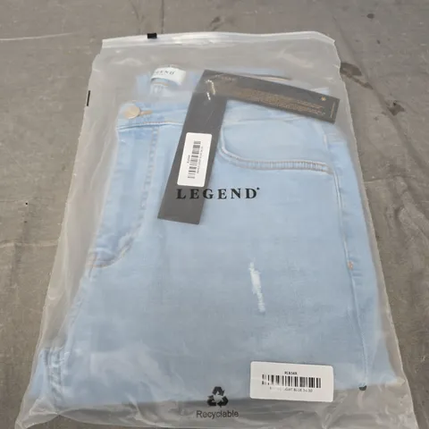 LEGEND LIGHT BLUE DENIM JEANS WITH RIPPED DETAIL – UK 34 (34-30)