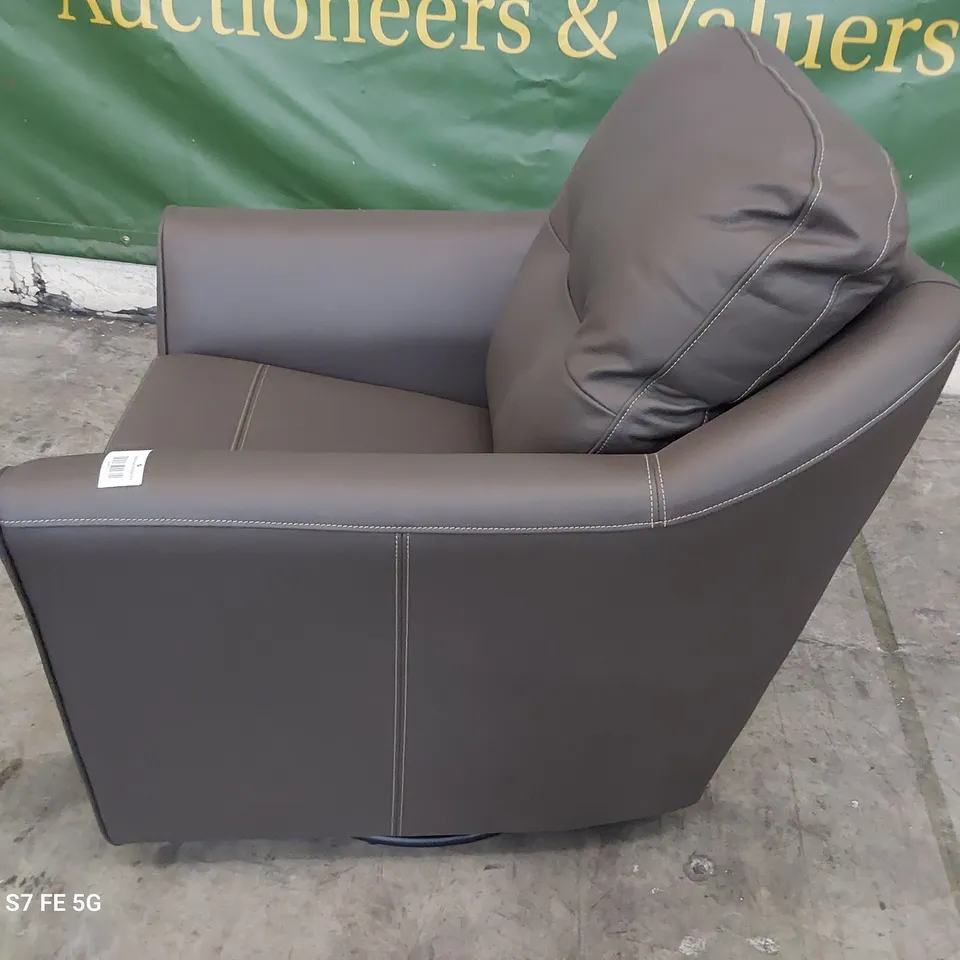 QUALITY BRITISH DESIGNER G PLAN FLINT SWIVEL CHAIR CAMBRIDGE EARTH LEATHER 