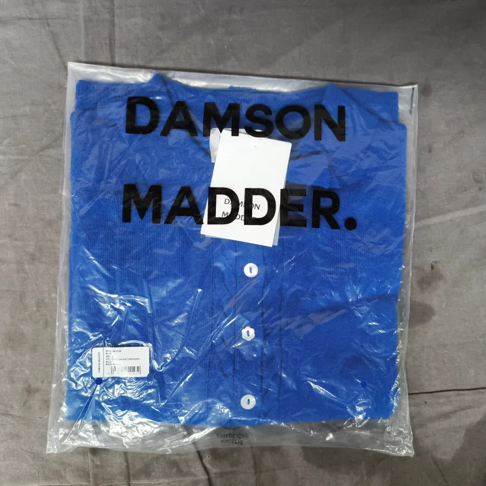 BAGGED DAMDON MADDER VOULA FINE GAUGE CARDIGAN IN BLUE SIZE 10