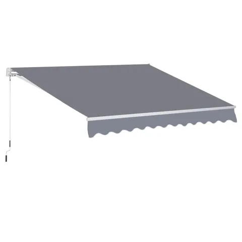 BOXED OUTSUNNY 3 X 2.5m MANUAL AWNING CANOPY SUN SHADE SHELTER RETRACTABLE FOR GARDEN GREY (1 BOX)