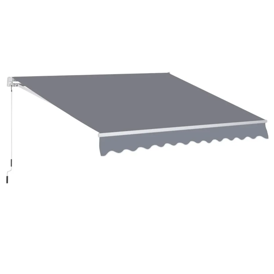 BOXED OUTSUNNY 3 X 2.5m MANUAL AWNING CANOPY SUN SHADE SHELTER RETRACTABLE FOR GARDEN GREY (1 BOX)