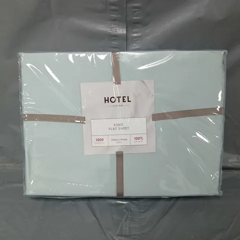 SEALED HOTEL LIVING KING FLAT SHEET - BLUE