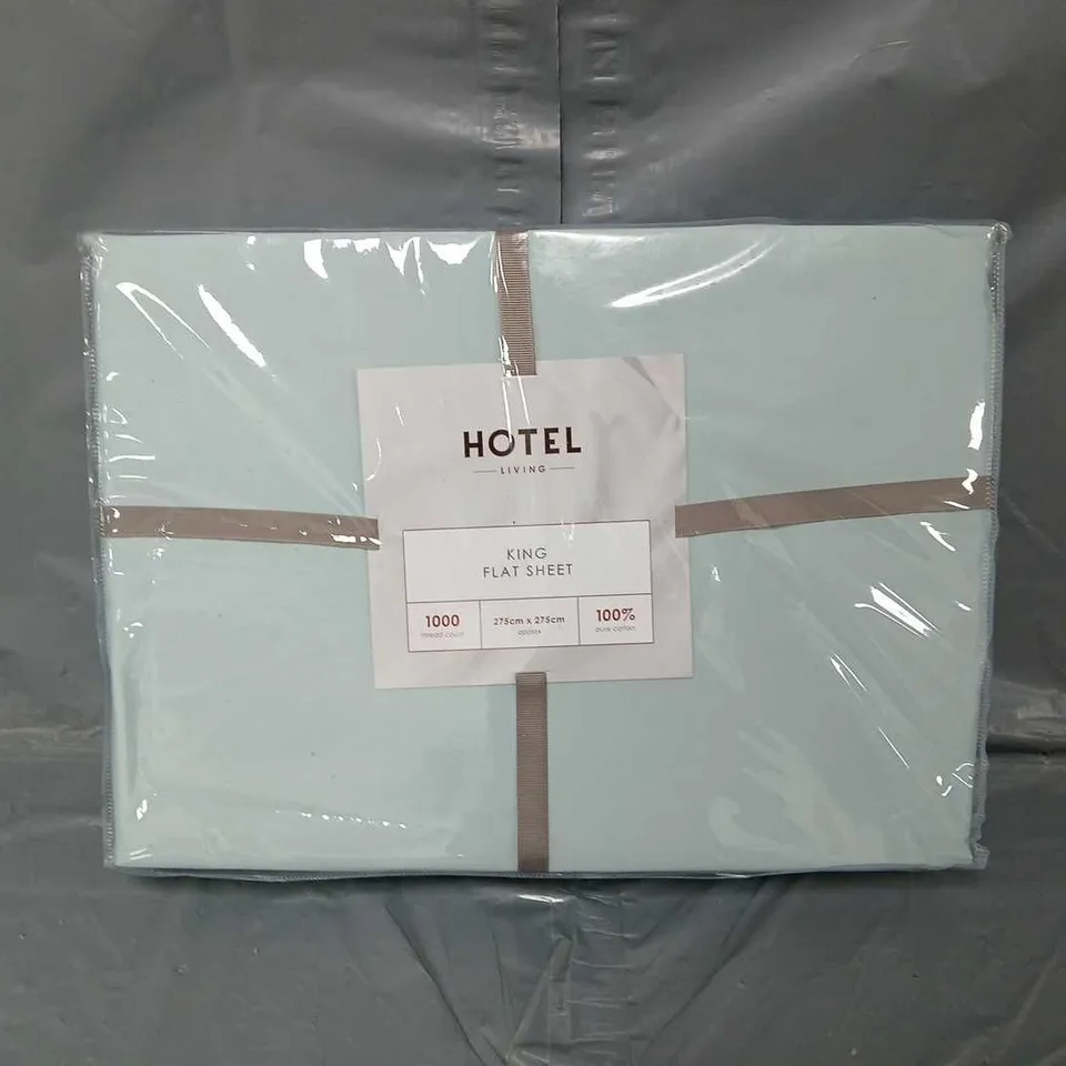 SEALED HOTEL LIVING KING FLAT SHEET - BLUE 