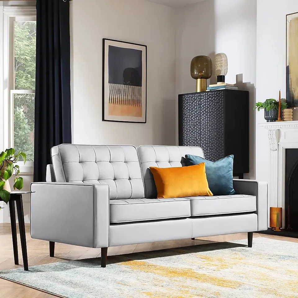 BOXED STOCKHOLM LIGHT GREY 2 SEATER SOFA