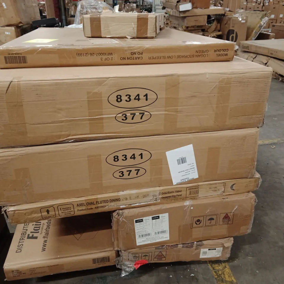 PALLET OF ASSORTED INCOMPLETE DESIGNER FURNITURE PARTS AND PIECES