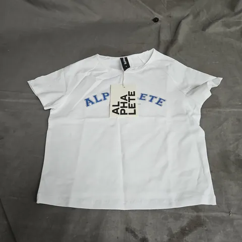 ALPHALETE WOMENS BABY TEE IN WHITE SIZE S