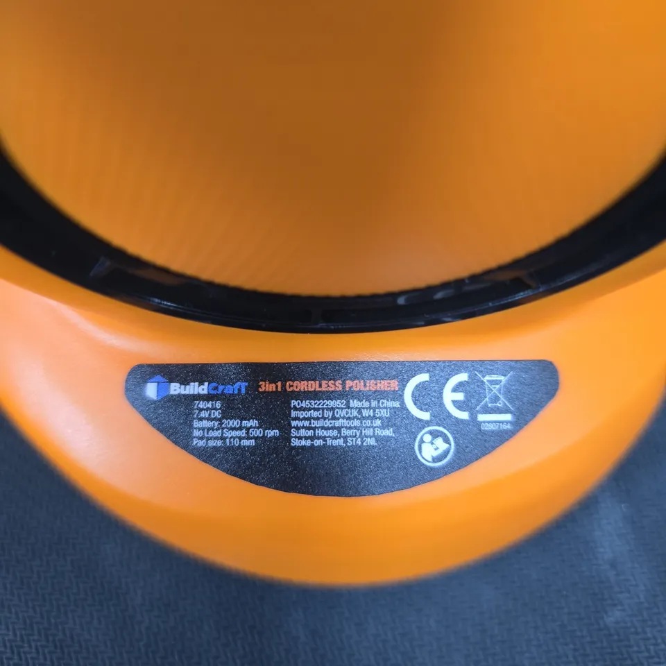 BUILDCRAFT 3IN1 CORDLESS POLISHER – ORANGE/BLACK, 110MM PAD
